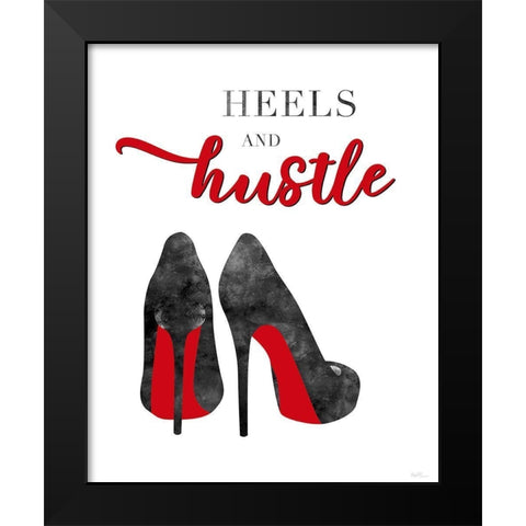 Red Heels and Hustle Black Modern Wood Framed Art Print by Carpentieri, Natalie
