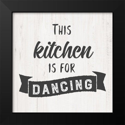 Dancing Kitchen Black Modern Wood Framed Art Print by CAD Designs