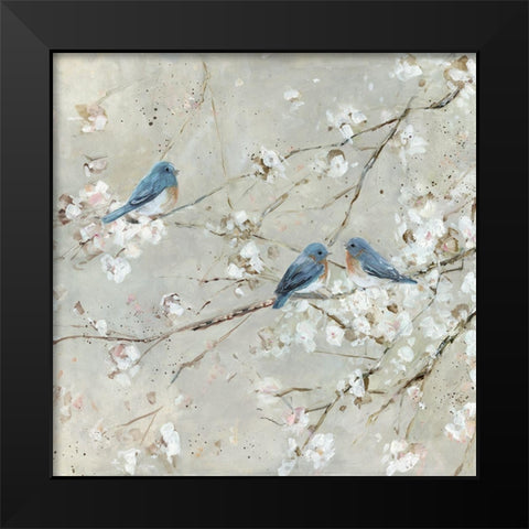 Blue Bird Melody Black Modern Wood Framed Art Print by Swatland, Sally