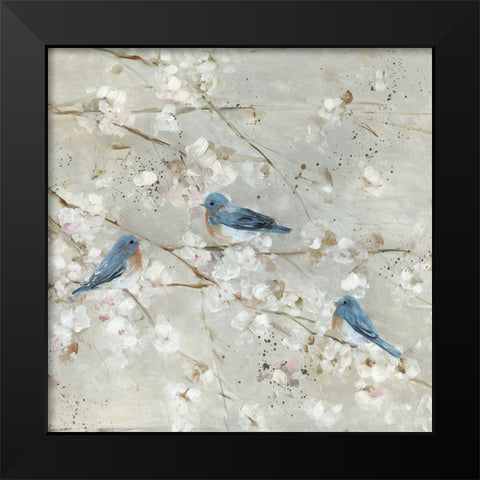Blue Bird Melody Black Modern Wood Framed Art Print by Swatland, Sally