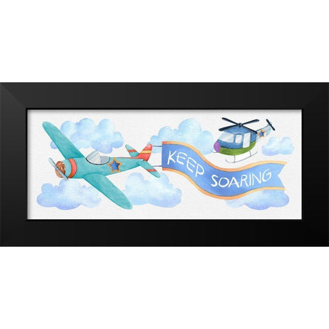 Soar Airplane Black Modern Wood Framed Art Print by Knutsen, Conrad