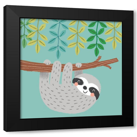 Jungle Sloth I Black Modern Wood Framed Art Print with Double Matting by Anglicas, Louise