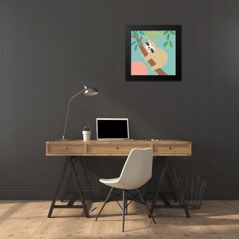 Jungle Sloth II Black Modern Wood Framed Art Print by Anglicas, Louise