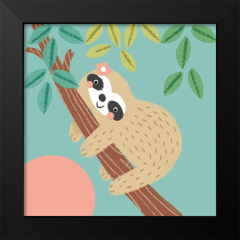 Jungle Sloth II Black Modern Wood Framed Art Print by Anglicas, Louise