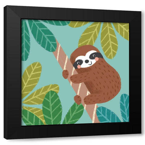 Jungle Sloth III Black Modern Wood Framed Art Print with Double Matting by Anglicas, Louise