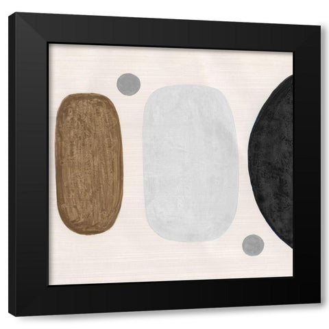 Neutral Stones II Black Modern Wood Framed Art Print with Double Matting by Tava Studios