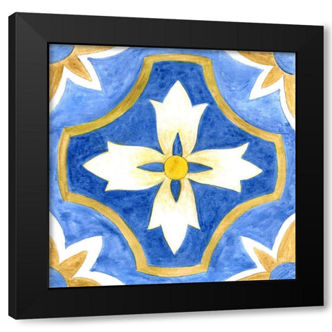 Odyssey Tile I Black Modern Wood Framed Art Print by Tava Studios