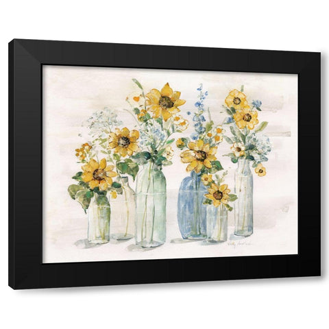 Sunflower Black Modern Wood Framed Art Print with Double Matting by Swatland, Sally