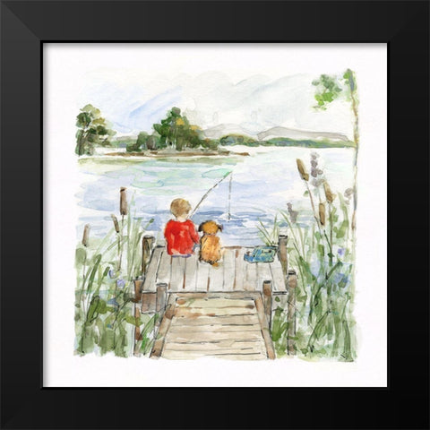 Lake Friends Black Modern Wood Framed Art Print by Swatland, Sally