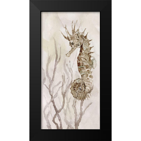 Neutral Seahorse II Black Modern Wood Framed Art Print by Robinson, Carol