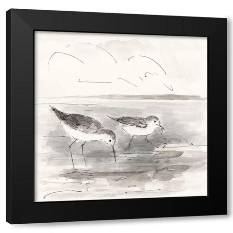 Sand Piper I Black Modern Wood Framed Art Print by Swatland, Sally