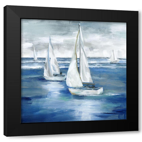 Sailing Together Black Modern Wood Framed Art Print with Double Matting by Nan