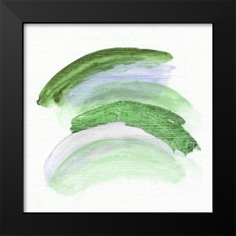 Green Rhythm I Black Modern Wood Framed Art Print by Tava Studios