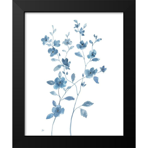 Blue Blossom I Black Modern Wood Framed Art Print by Nan