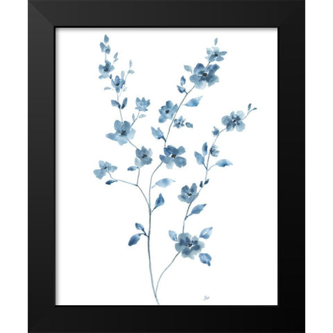 Blue Blossom II Black Modern Wood Framed Art Print by Nan