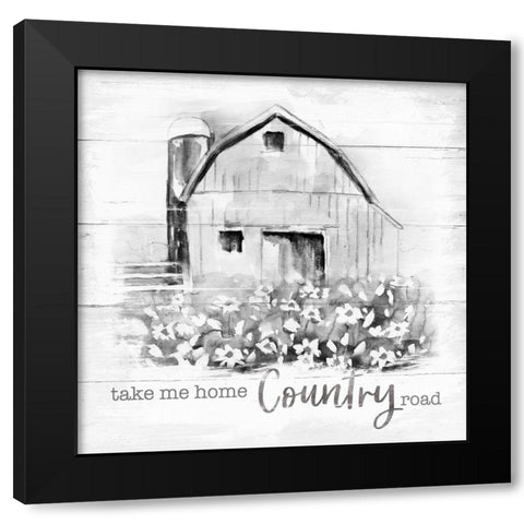 Country Road Black Modern Wood Framed Art Print with Double Matting by Nan