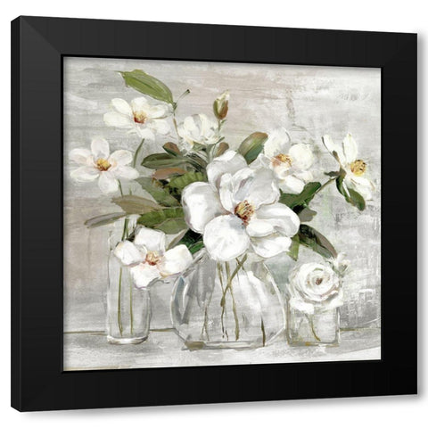 Romantic Magnolias Black Modern Wood Framed Art Print with Double Matting by Swatland, Sally