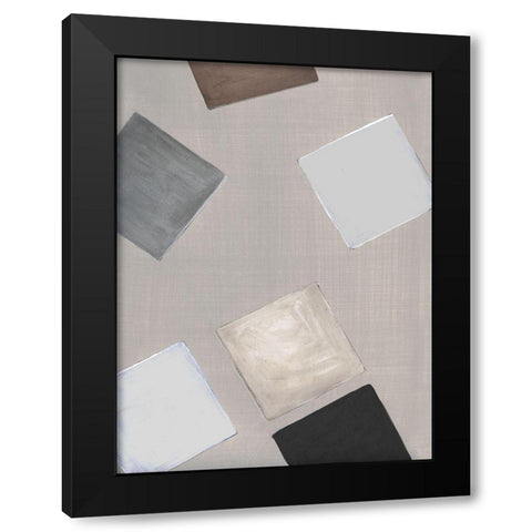 Block Encounter II Black Modern Wood Framed Art Print with Double Matting by Tava Studios