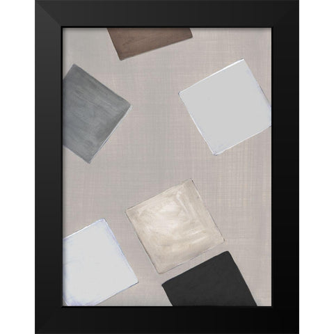 Block Encounter II Black Modern Wood Framed Art Print by Tava Studios