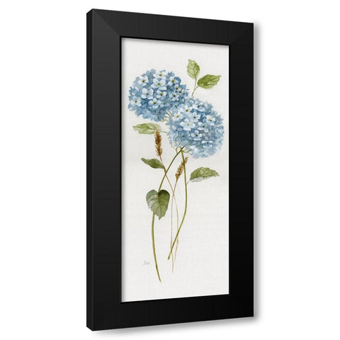 Petite Blue Hydrangea II Black Modern Wood Framed Art Print with Double Matting by Nan