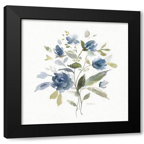 Wild Blue Blooms I Black Modern Wood Framed Art Print by Robinson, Carol