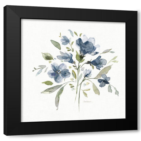 Wild Blue Blooms II Black Modern Wood Framed Art Print by Robinson, Carol