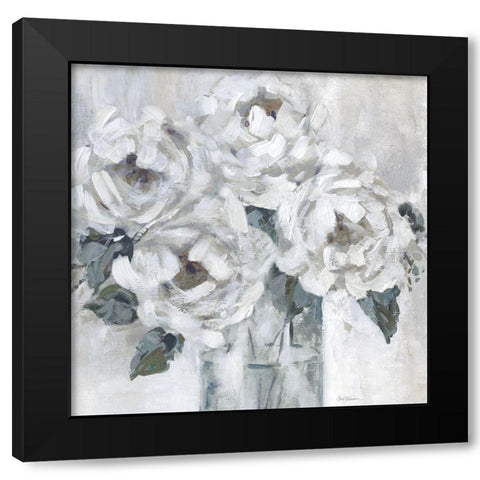 Shaded Peonies Black Modern Wood Framed Art Print by Robinson, Carol