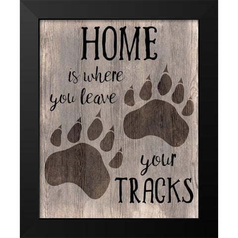 Bear Tracks Black Modern Wood Framed Art Print by CAD Designs