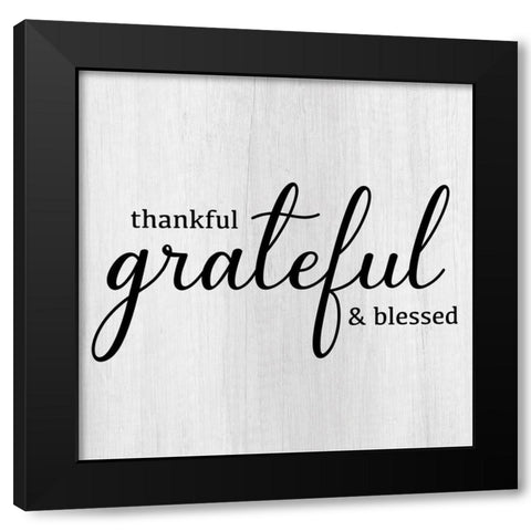 Thankful Black Modern Wood Framed Art Print with Double Matting by CAD Designs