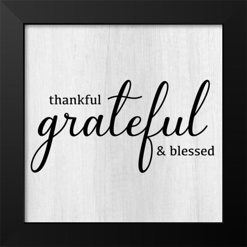 Thankful Black Modern Wood Framed Art Print by CAD Designs