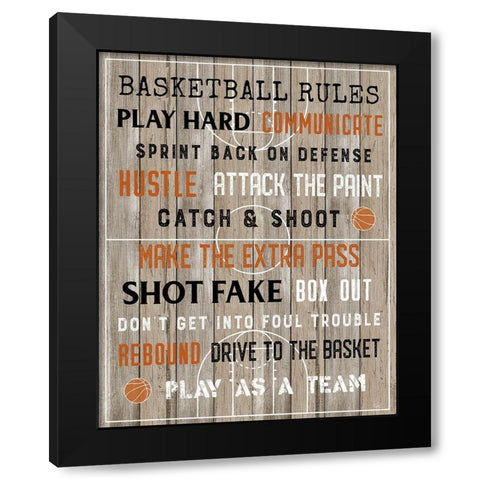 Basketball Rules Black Modern Wood Framed Art Print by Carpentieri, Natalie