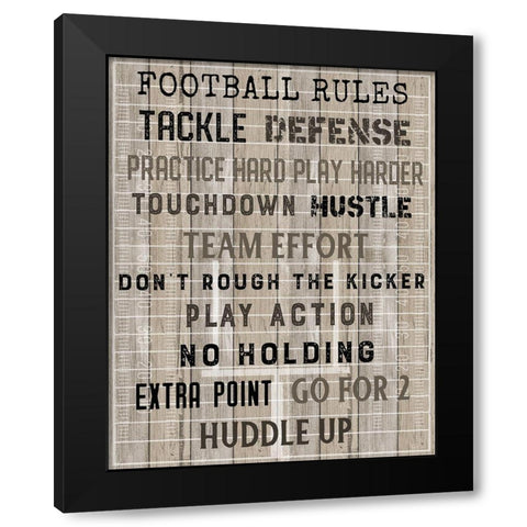 Football Rules Black Modern Wood Framed Art Print by Carpentieri, Natalie