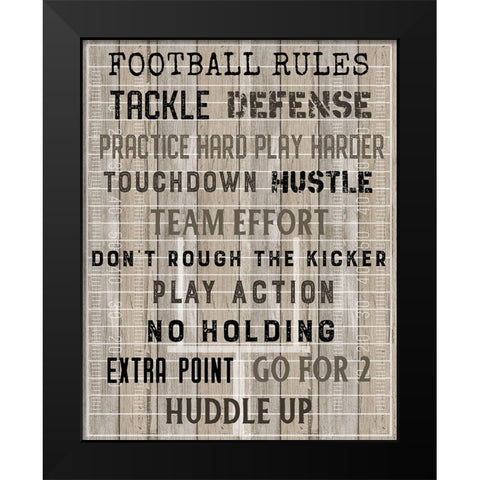 Football Rules Black Modern Wood Framed Art Print by Carpentieri, Natalie