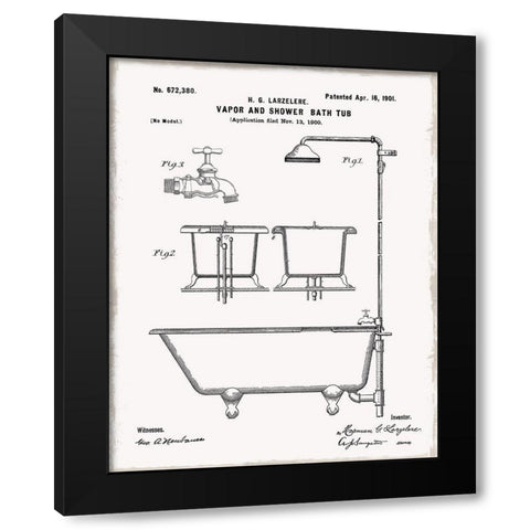 Vintage Bath II Black Modern Wood Framed Art Print with Double Matting by Robinson, Carol