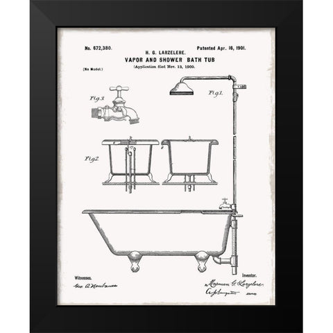 Vintage Bath II Black Modern Wood Framed Art Print by Robinson, Carol