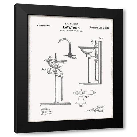 Vintage Sink II Black Modern Wood Framed Art Print with Double Matting by Donovan, Kelly