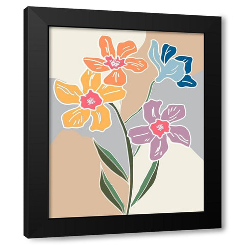 Outlined Botanical Pop I Black Modern Wood Framed Art Print with Double Matting by Carpentieri, Natalie