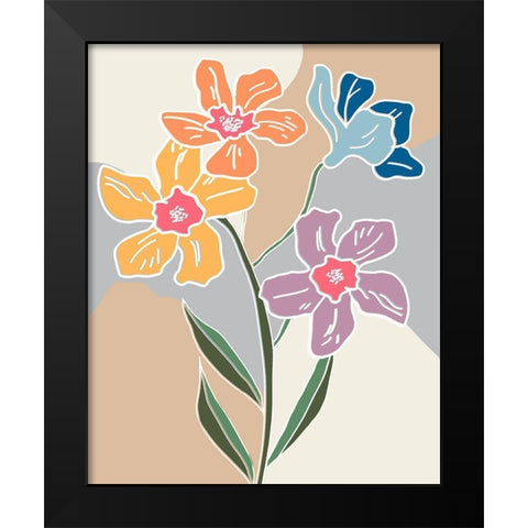 Outlined Botanical Pop I Black Modern Wood Framed Art Print by Carpentieri, Natalie