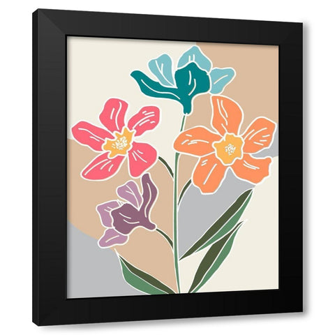 Outlined Botanical Pop II Black Modern Wood Framed Art Print by Carpentieri, Natalie