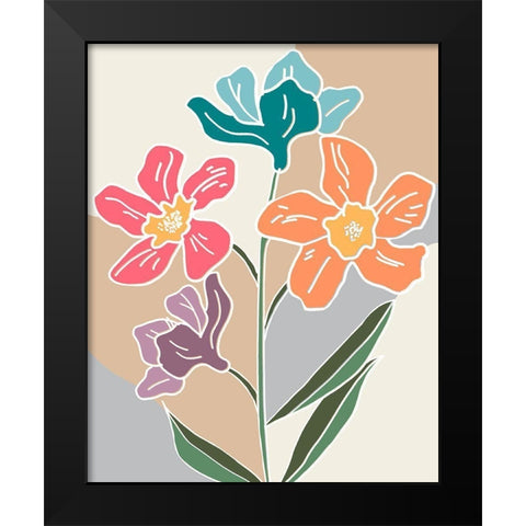 Outlined Botanical Pop II Black Modern Wood Framed Art Print by Carpentieri, Natalie