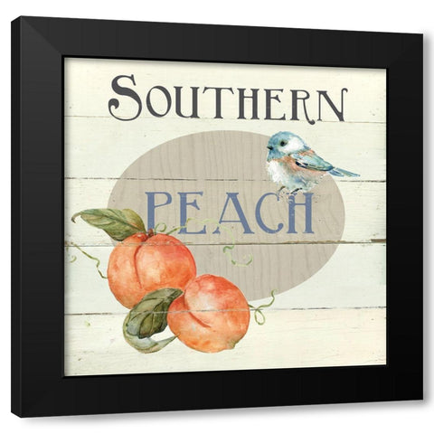 Peach Tree Bird II Black Modern Wood Framed Art Print by Robinson, Carol