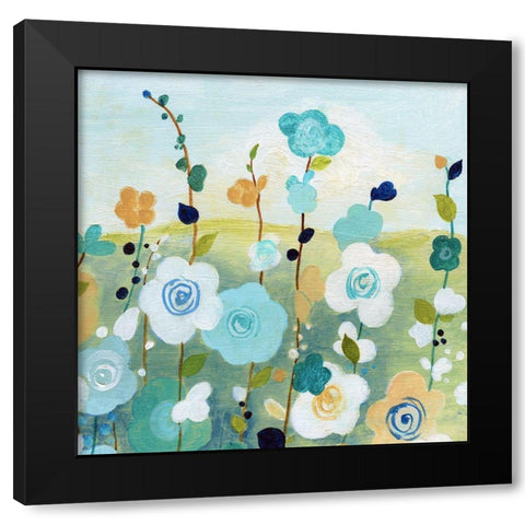 Matisse Flower Field II Black Modern Wood Framed Art Print with Double Matting by Tava Studios