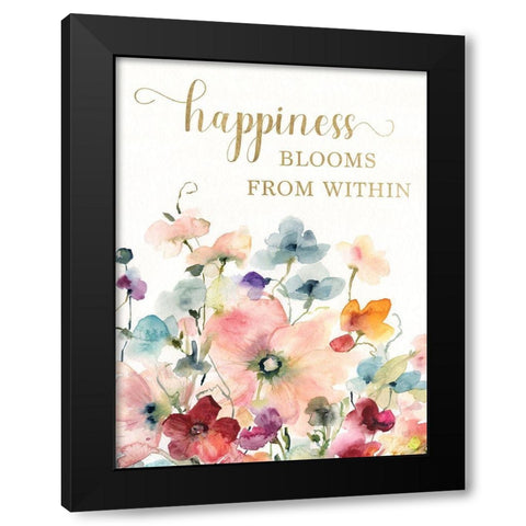 Happiness Blooms Black Modern Wood Framed Art Print with Double Matting by Robinson, Carol