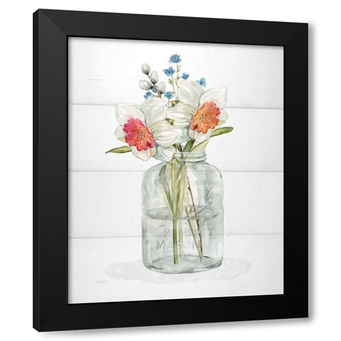 Farmhouse Daffodil Black Modern Wood Framed Art Print by Finn, Livi