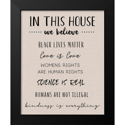 Social Justice Black Modern Wood Framed Art Print by CAD Designs