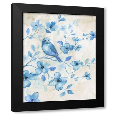 Bluebird Happiness I Black Modern Wood Framed Art Print with Double Matting by Nan