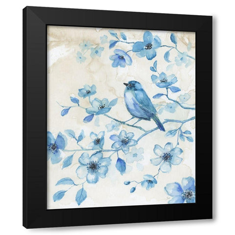 Bluebird Happiness I Black Modern Wood Framed Art Print with Double Matting by Nan