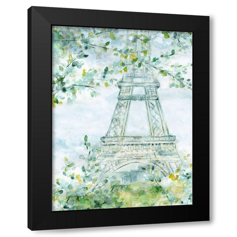Paris Blooming Black Modern Wood Framed Art Print with Double Matting by Robinson, Carol