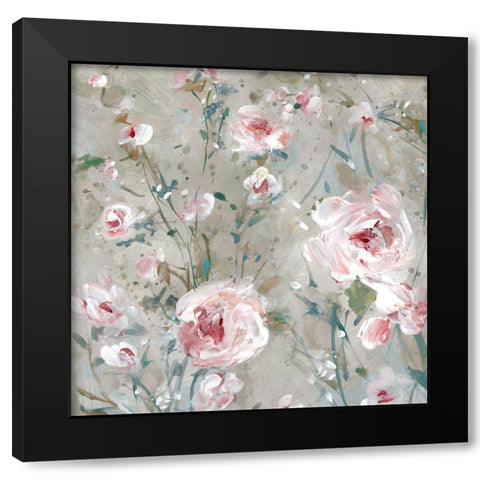 Delicate Pink Blossoms I Black Modern Wood Framed Art Print with Double Matting by Robinson, Carol