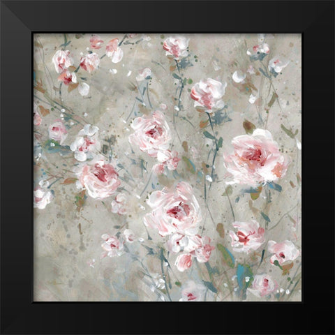 Delicate Pink Blossoms II Black Modern Wood Framed Art Print by Robinson, Carol